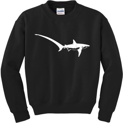 Thresher Shark Silhouette Simple Shark Design Kids Sweatshirt