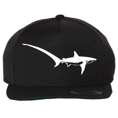 Thresher Shark Silhouette Simple Shark Design Wool Snapback Cap