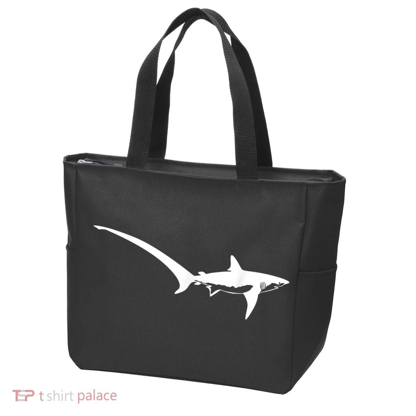 Thresher Shark Silhouette Simple Shark Design Zip Tote Bag