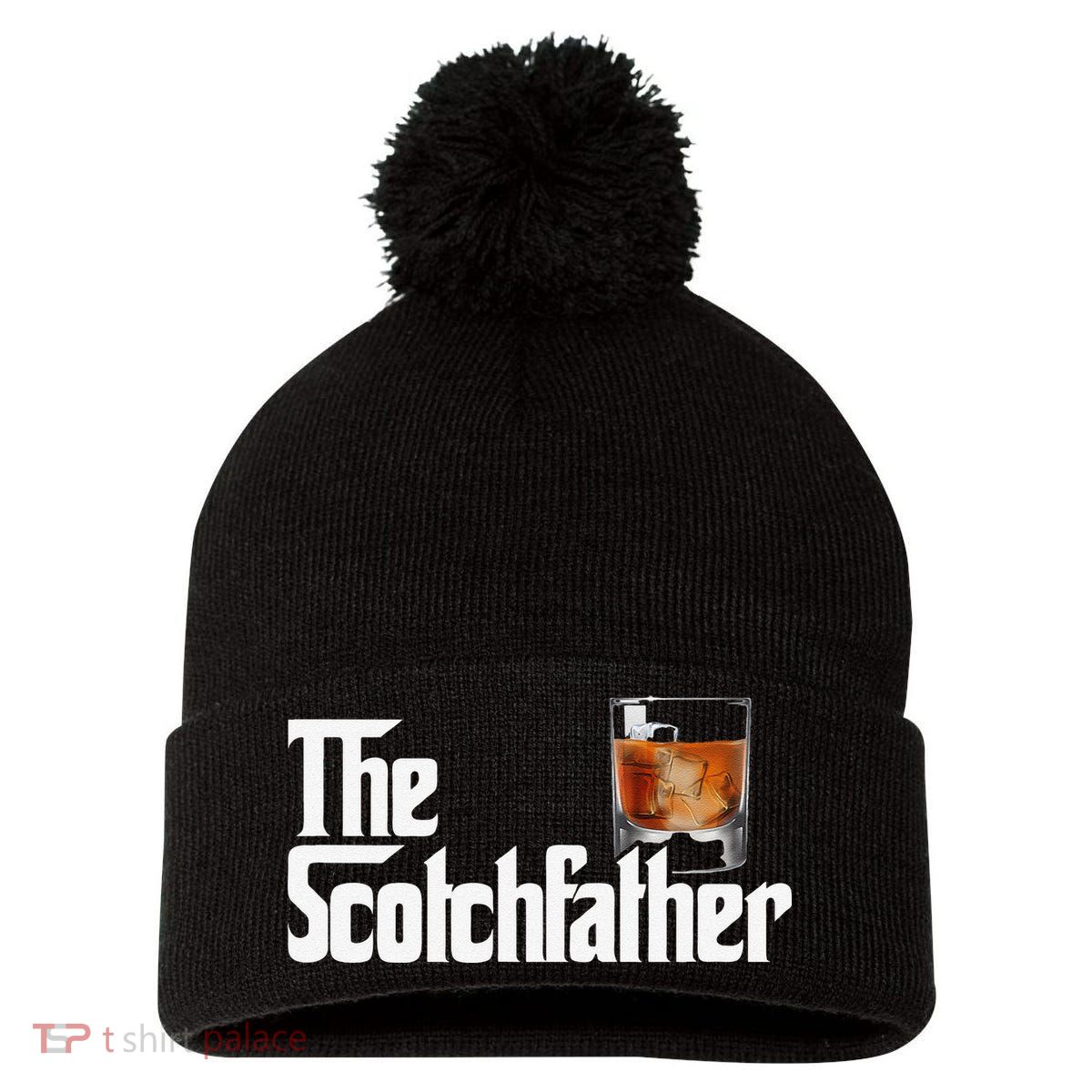 The Scotchfather Scotch Father Dad Fathers Day Drinking Pom Pom 12in Knit Beanie