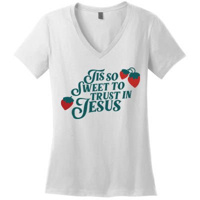 Tis So Sweet To Trust In Jesus Women's V-Neck T-Shirt