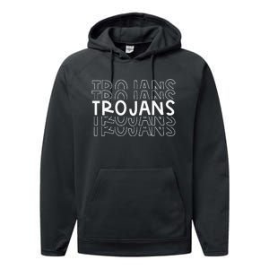 T.R.O.J.A.N.S School Sports Team Mascot Town Go College Athlete Performance Fleece Hoodie