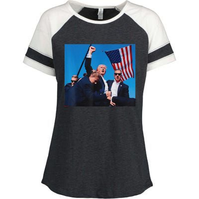 Trump Shot Shooter Trump Shooting Trump 2024 Make Me Enza Ladies Jersey Colorblock Tee