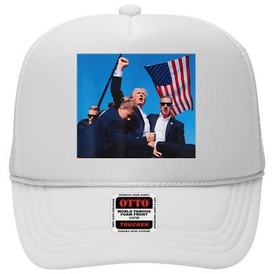 Trump Shot Shooter Trump Shooting Trump 2024 Make Me High Crown Mesh Back Trucker Hat