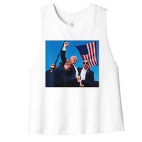 Trump Shot Shooter Trump Shooting Trump 2024 Make Me Women's Racerback Cropped Tank