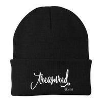 Treasured Simple Script Christian Message Knit Cap Winter Beanie
