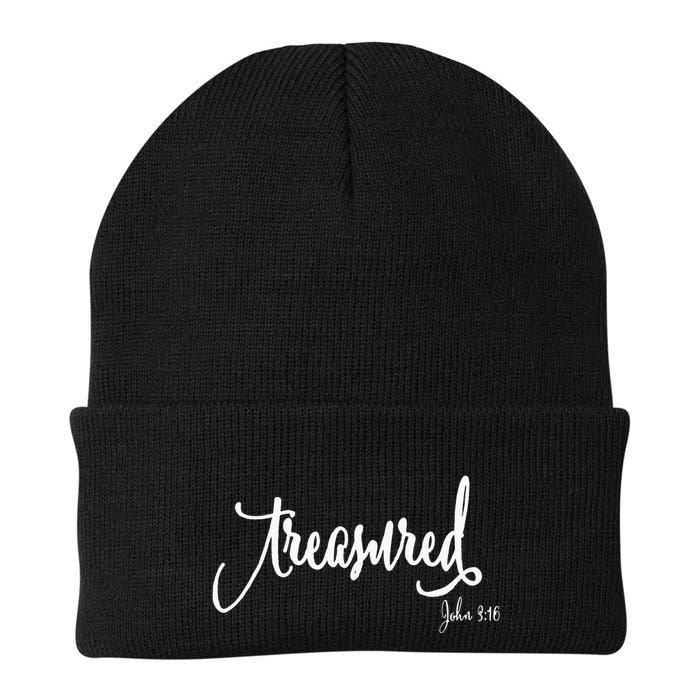 Treasured Simple Script Christian Message Knit Cap Winter Beanie