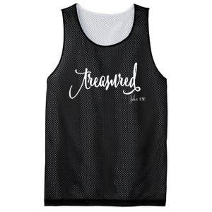 Treasured Simple Script Christian Message Mesh Reversible Basketball Jersey Tank