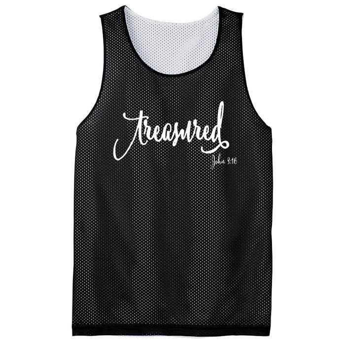 Treasured Simple Script Christian Message Mesh Reversible Basketball Jersey Tank