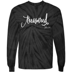 Treasured Simple Script Christian Message Tie-Dye Long Sleeve Shirt