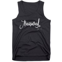 Treasured Simple Script Christian Message Tank Top