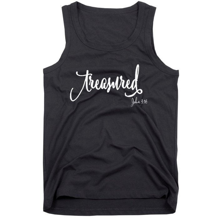 Treasured Simple Script Christian Message Tank Top