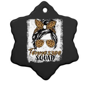 Tennessee Squad Summer Girl Trip 2024 Messy Bun Leopard Ceramic Star Ornament