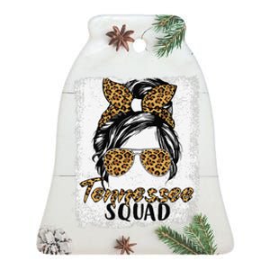 Tennessee Squad Summer Girl Trip 2024 Messy Bun Leopard Ceramic Bell Ornament