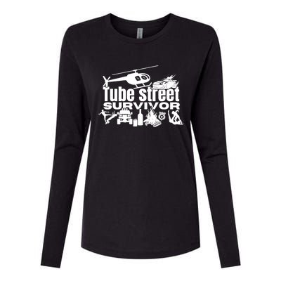 Tube Street Survivor Womens Cotton Relaxed Long Sleeve T-Shirt