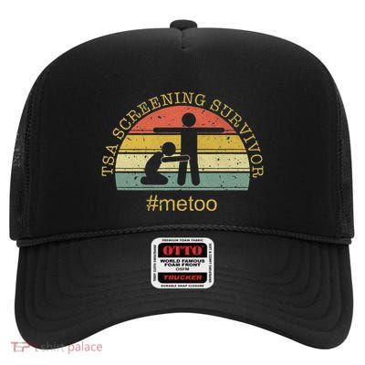 Tsa Screening Survivor Metoo Funny Humour Gag Adult High Crown Mesh Back Trucker Hat