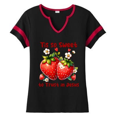 Tis So Sweet To Trust In Jesus Ladies Halftime Notch Neck Tee