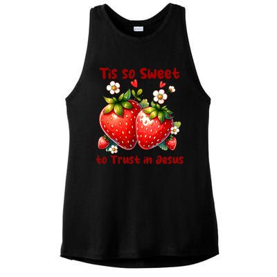 Tis So Sweet To Trust In Jesus Ladies PosiCharge Tri-Blend Wicking Tank