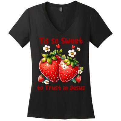Tis So Sweet To Trust In Jesus Women's V-Neck T-Shirt