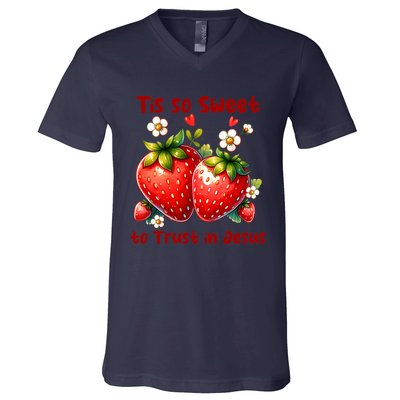 Tis So Sweet To Trust In Jesus V-Neck T-Shirt