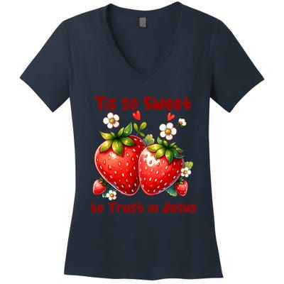 Tis So Sweet To Trust In Jesus Women's V-Neck T-Shirt