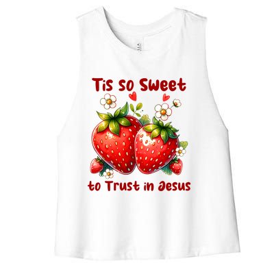 Tis So Sweet To Trust In Jesus Women's Racerback Cropped Tank