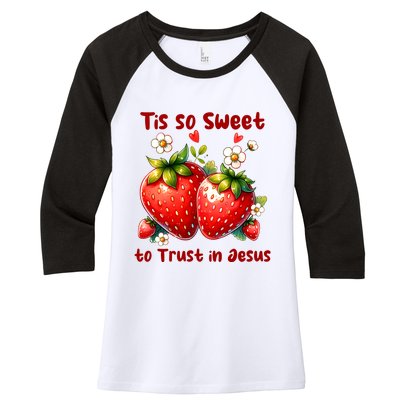 Tis So Sweet To Trust In Jesus Women's Tri-Blend 3/4-Sleeve Raglan Shirt