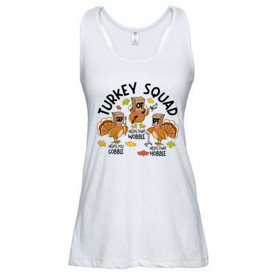 Turkey Squad Slp Ot Pt Help You Gobble Wobble Hobble Ladies Essential Flowy Tank