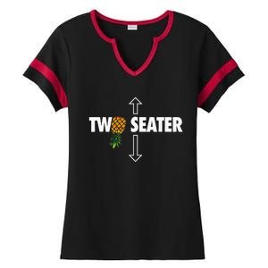 Two Seater Swinger Funny Upside Down Pineapple Swinger Ladies Halftime Notch Neck Tee