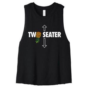 Two Seater Swinger Funny Upside Down Pineapple Swinger Women's Racerback Cropped Tank