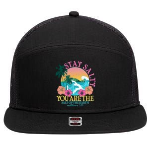 Tropical Stay Salty You Are The Salt Of The Earth Matthew 5 13 7 Panel Mesh Trucker Snapback Hat