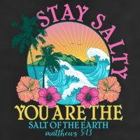 Tropical Stay Salty You Are The Salt Of The Earth Matthew 5 13 7 Panel Mesh Trucker Snapback Hat