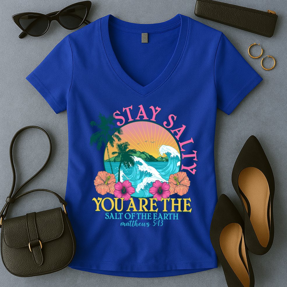 Tropical Stay Salty You Are The Salt Of The Earth Matthew 5 13 Women's V-Neck T-Shirt