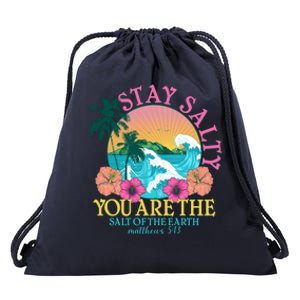 Tropical Stay Salty You Are The Salt Of The Earth Matthew 5 13 Drawstring Bag