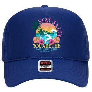 Tropical Stay Salty You Are The Salt Of The Earth Matthew 5 13 High Crown Mesh Back Trucker Hat