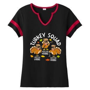 Turkey Squad Slp Ot Pt Therapy Team Fall Thanksgiving Ladies Halftime Notch Neck Tee