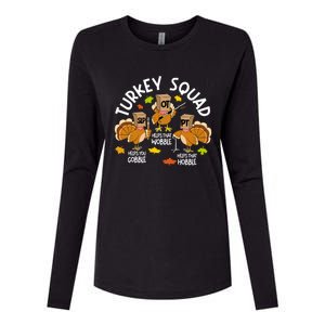 Turkey Squad Slp Ot Pt Therapy Team Fall Thanksgiving Womens Cotton Relaxed Long Sleeve T-Shirt