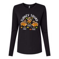 Turkey Squad Slp Ot Pt Therapy Team Fall Thanksgiving Womens Cotton Relaxed Long Sleeve T-Shirt