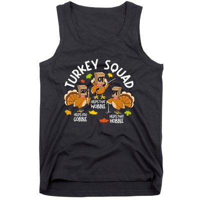 Turkey Squad Slp Ot Pt Therapy Team Fall Thanksgiving Tank Top