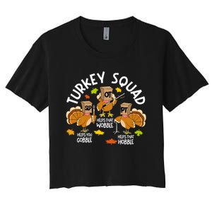 Turkey Squad Slp Ot Pt Therapy Team Fall Thanksgiving Women's Crop Top Tee