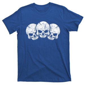 Three Skeleton Skulls Creepy Monster Face Spooky Halloween Gift T-Shirt