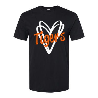 Tigers School Sports Fan Team Spirit Mascot Cute Heart Gift Softstyle® CVC T-Shirt