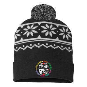 Team Sped Special Teacher Specialist School Caretaker Staff USA-Made Snowflake Beanie