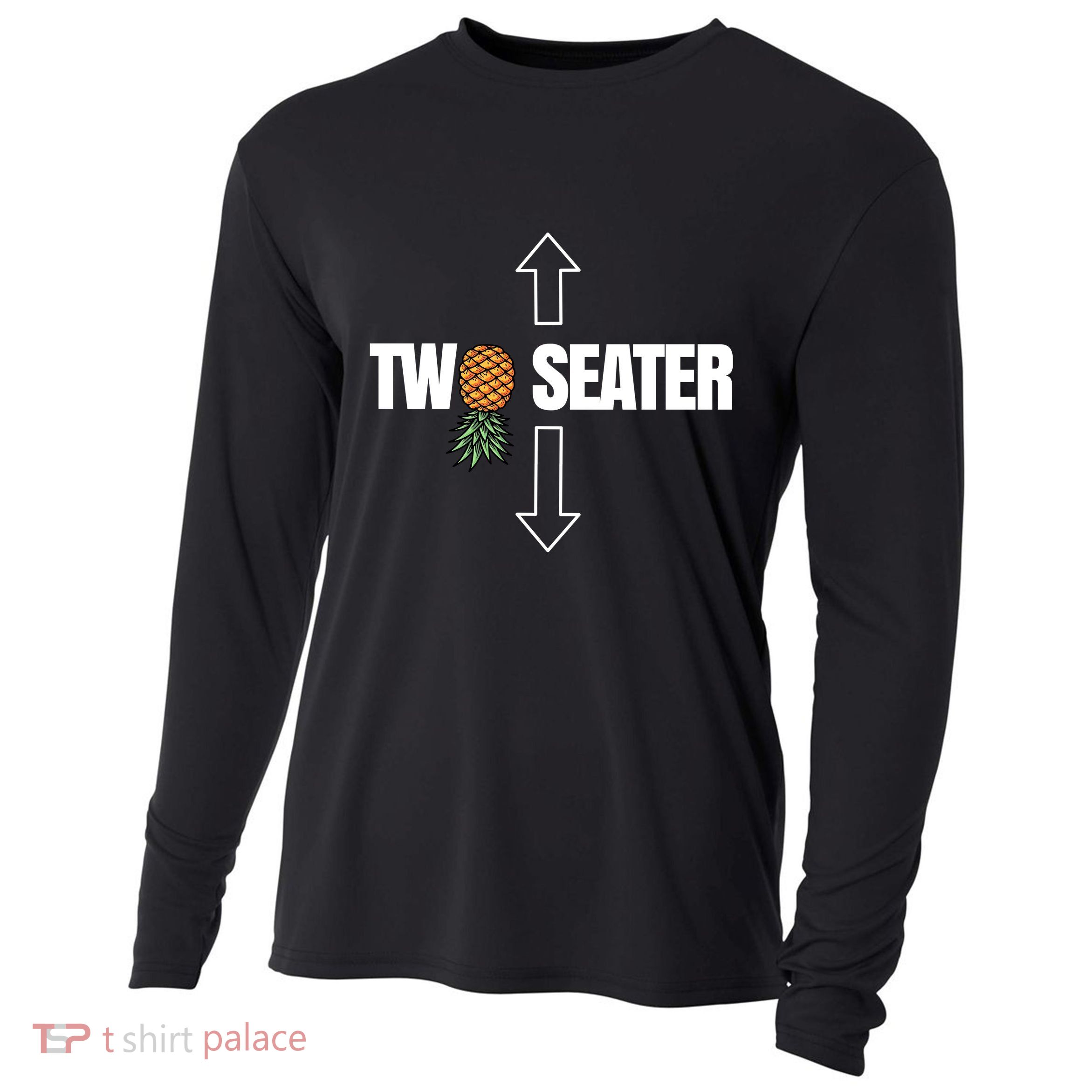 Two Seater Swinger Pineapple Funny Cooling Performance Long Sleeve Crew