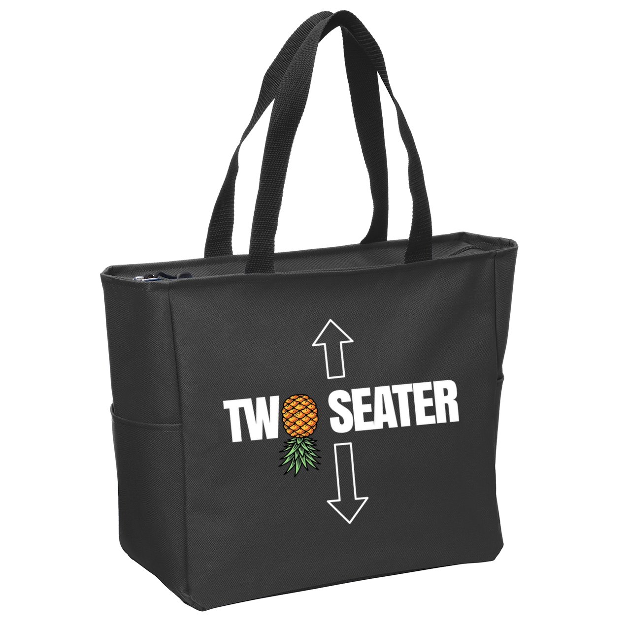 Two Seater Swinger Pineapple Funny Zip Tote Bag