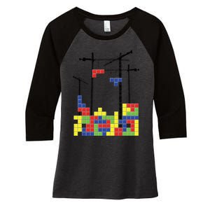 Tetris Skyline Women's Tri-Blend 3/4-Sleeve Raglan Shirt