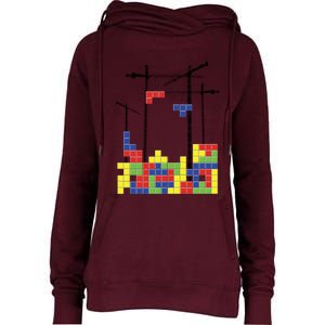 Tetris Skyline Womens Funnel Neck Pullover Hood