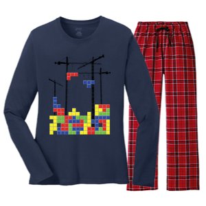 Tetris Skyline Women's Long Sleeve Flannel Pajama Set 