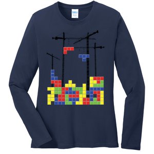 Tetris Skyline Ladies Long Sleeve Shirt