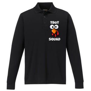 Trot Squad Thanksgiving Day Funny Turkey Face Running Funny Gift Performance Long Sleeve Polo